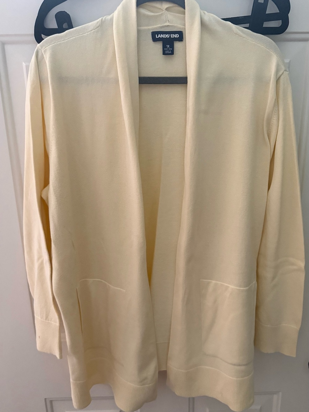 Lands' End Women's Open Front Cardigan - pale yellow Primrose